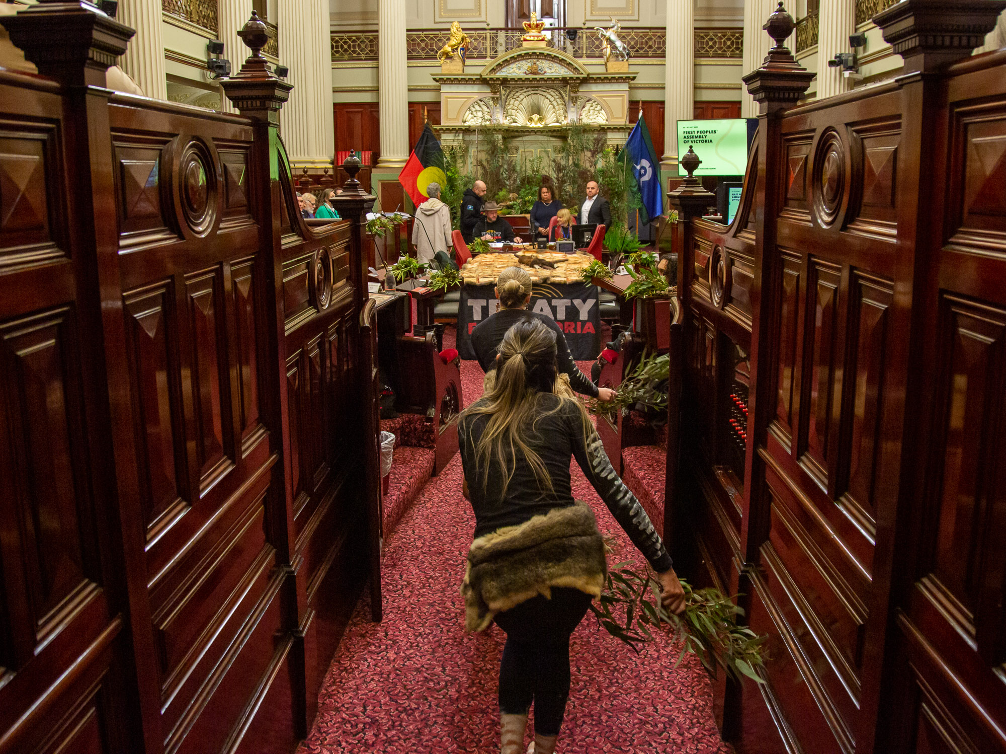 Djirri Djirri dancers entering Parliament